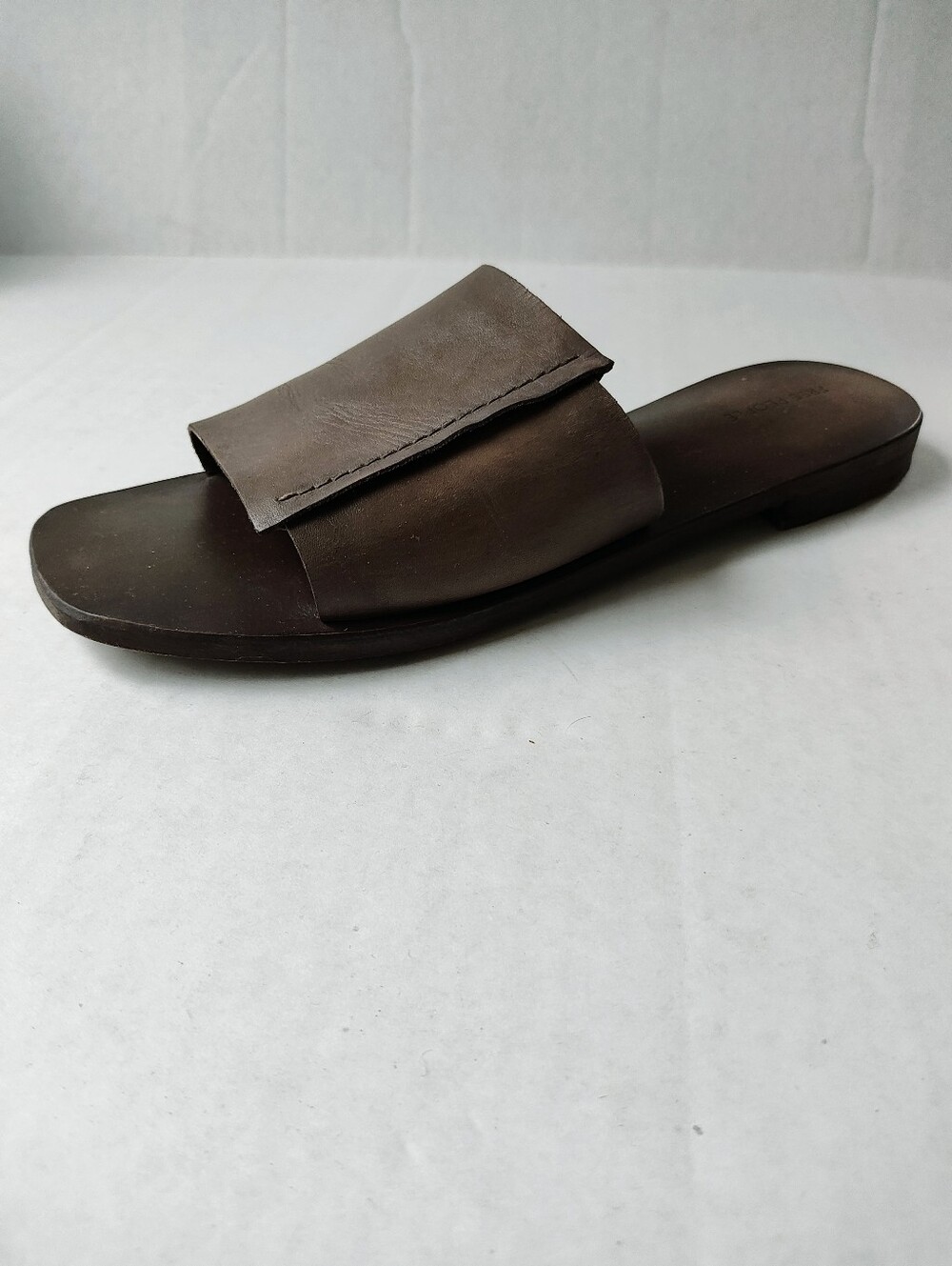 Free People Verona Brown Leather Slide Sandals Sz 39.5
